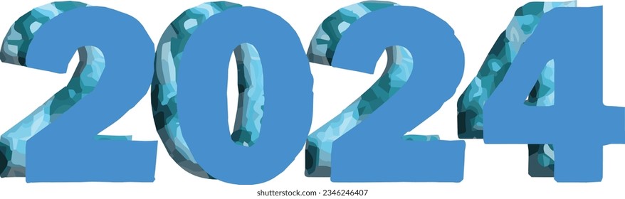 2024 Efecto del texto y diseño del logotipo número 3d material de imagen vectorial