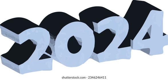 2024 Efecto del texto y diseño del logotipo número 3d material de imagen vectorial