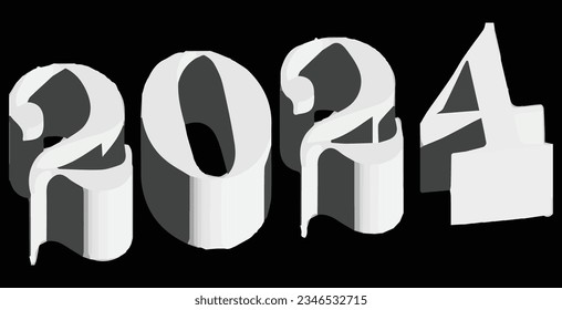 2024 text image, vector stock photo 