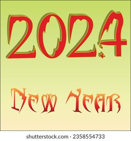 2024 text for new year in bats dragons shape red color