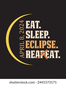 2024 Total Solar Eclipse Phases T-shirt design