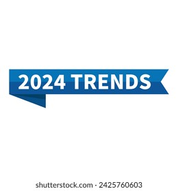 2024 trends text In Blue Ribbon Rectangle Shape For Information Announcement Viral Social Media Business Marketing Promotion
