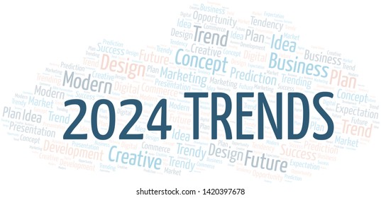 2024 Trends word cloud. Wordcloud made with text only.