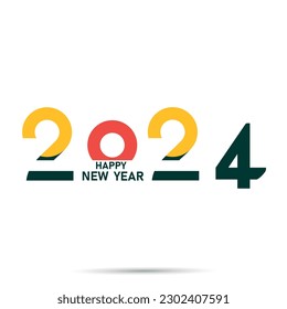 2024 typographic symbol design. 2024 Happy new year idea concept.