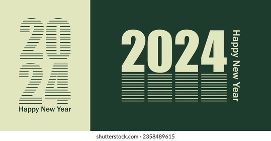 2024 typography design concept. Happy New Year 2024. Premium design and unique style for banners, posters and greetings.