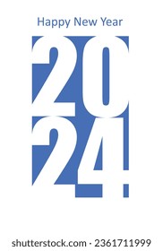 2024 typography design concept. Happy new year 2024 cover design for banners, posters and greetings.