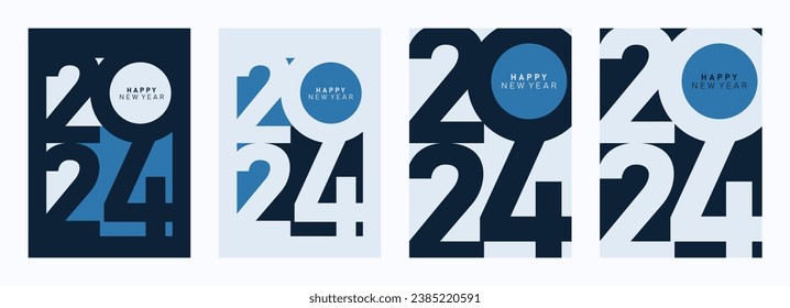 2024 typography design concept. Happy New Year 2024 design in modern style for banners, posters and greetings.
