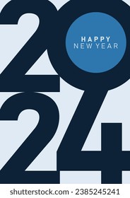 2024 typography design concept. Happy New Year 2024 design in modern style for banners, posters and greetings.