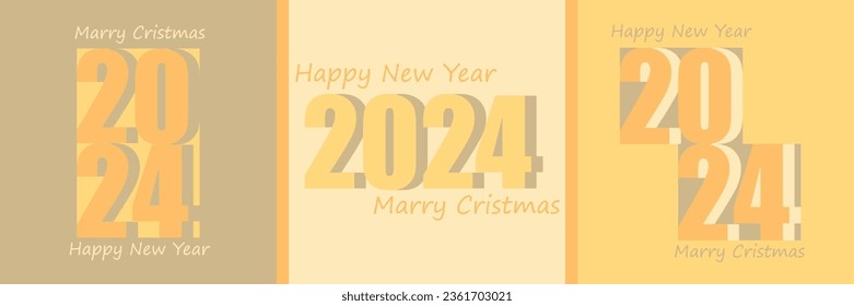 2024 typography design concept. New year 2024 cover design in retro style and vintage colors for banners, posters and greetings.