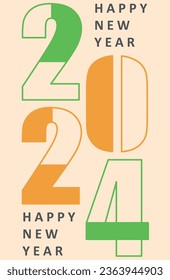 2024 typography design concept.Happy new year 2024 cover design with stylish and nice colors for banners, posters and greetings.