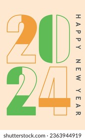 2024 typography design concept.Happy new year 2024 cover design with stylish and nice colors for banners, posters and greetings.