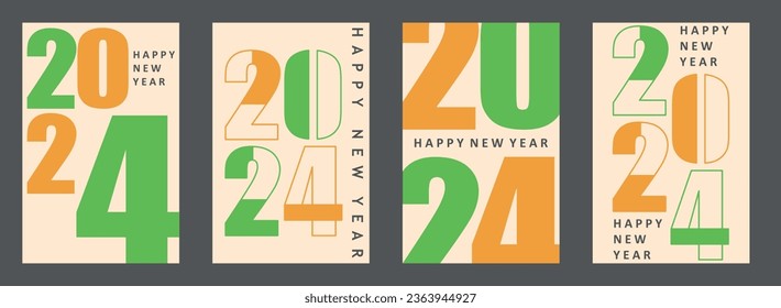 2024 typography design concept.Happy new year 2024 cover design with stylish and nice colors for banners, posters and greetings.