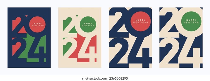 2024 typography design concept.Happy new year 2024 cover design with stylish and nice colors for banners, posters and greetings.