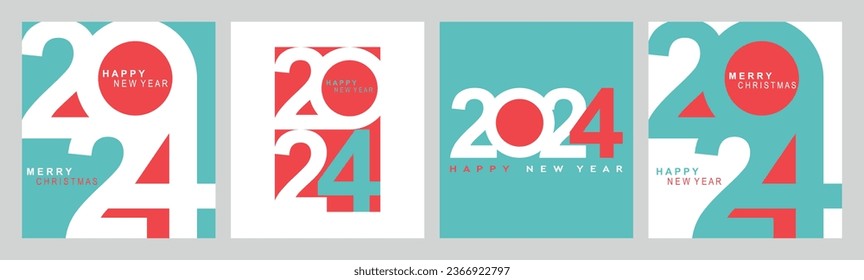2024 typography design concept.Happy new year 2024 cover design with stylish and nice colors for banners, posters and greetings.