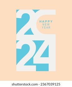 2024 typography design concept.Happy new year 2024 cover design with stylish and nice colors for banners, posters and greetings.