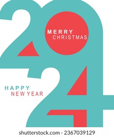 2024 typography design concept.Happy new year 2024 cover design with stylish and nice colors for banners, posters and greetings.