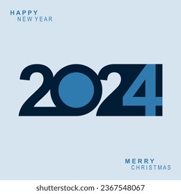 2024 Typografie Design Konzept.Frohes neues Jahr 2024 Titeldesign mit stilvollen und schönen Farben für Banner, Plakate und Grüße.