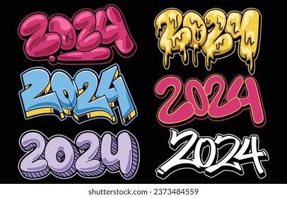 2024 typography lettering collection set
