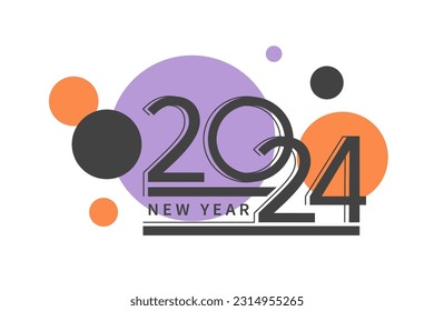 Concepto del logo de la tipografía 2024. Plantilla de diseño Número 2024. Ilustración vectorial para tarjeta, banner, portada, calendario.