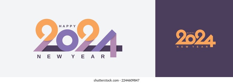 2024 typography logo design concept. Happy new year 2024 design with typography letter logo for calendar, flyer, poster, banner and media post template