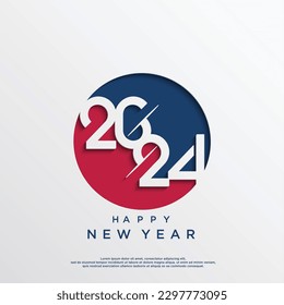 2024 typography logo design concept. Happy new year 2024 logo design