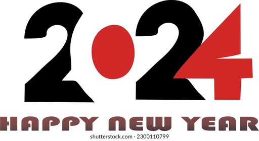 2024 typography logo design concept. Happy new year 2024 logo design