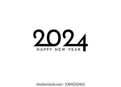 2024 typography logo design concept . Happy new year 2024 logo design . Christmas symbols 2024 Happy New Year. Vector illustration with black labels logo for diaries, notebooks, calendars.