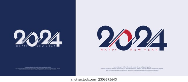 2024 typography logo design concept. Happy new year 2024 logo design.