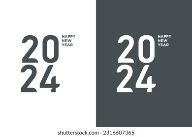 2024 typography logo design concept. overlapping numbers. Happy new year 2024 logo design vector
