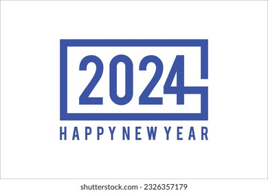 2024 typography logo design concept. Happy new year 2024 logo design