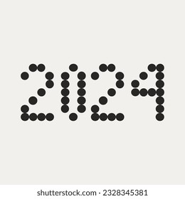 Concepto de diseño del logotipo de tipografía 2024. Feliz año nuevo 2024. Portada del diario de negocios para 2024 con deseos. Plantilla de diseño de folleto, tarjeta, cartel. Dibujo vectorial de una línea.