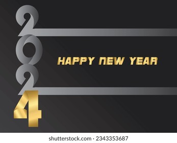 Concepto de diseño del logotipo de tipografía 2024. Feliz diseño del logo del año nuevo 2024
