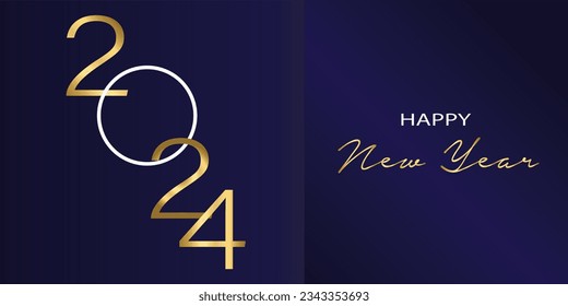 2024 typography logo design concept. Happy new year 2024 logo design