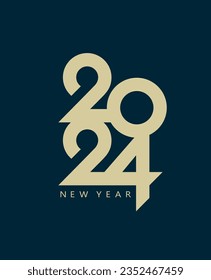 2024 typography logo design concept. Happy new year 2024 logo design