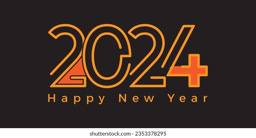 Concepto de diseño del logotipo de tipografía 2024. Feliz diseño del logo del año nuevo 2024
