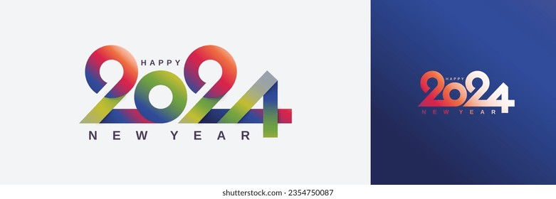 2024 typography logo design concept. Happy new year 2024 design with typography letter logo for social media post