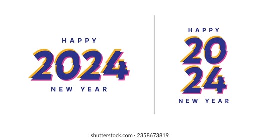 2024 typography logo design concept. Happy new year 2024 logo design