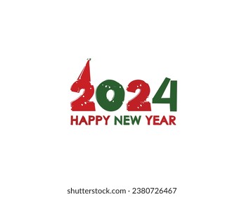 2024 typography logo design concept. Happy new year 2024 logo design