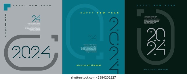 2024 typography logo design concept. Happy new year 2024 logo design. Vector illustration design for new year greeting, celebration, banners, posters, calendar