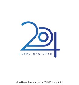 Concepto de diseño del logotipo de tipografía 2024. Feliz diseño del logo del año nuevo 2024