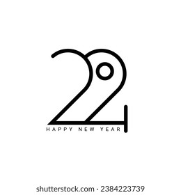 2024 typography logo design concept. Happy new year 2024 logo design