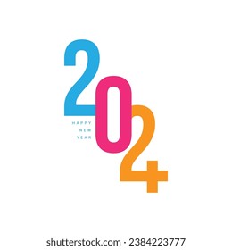 2024 typography logo design concept. Happy new year 2024 logo design