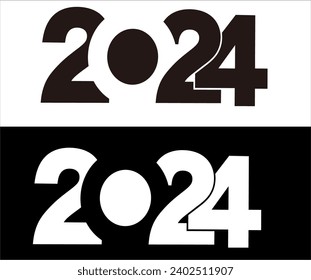 2024 typography logo design concept. Happy new year 2024 logo design
