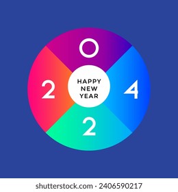 2024 typography logo design concept. Happy new year 2024 logo design