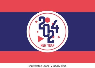 2024 typography logo design, New year number logo design template.