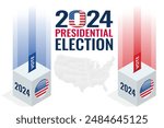 2024 United States of America Presidential Election banner. 2024 United States of America Presidential Election banner. Voting on 2024 presidential Election. Republicans, democrats