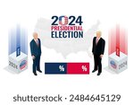 2024 United States of America Presidential Election banner. Voting on 2024 presidential Election. Republicans, democrats