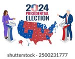 2024 United States of America Presidential Election banner. 2024 United States of America Presidential Election banner. Voting on 2024 presidential Election. Republicans, democrats.