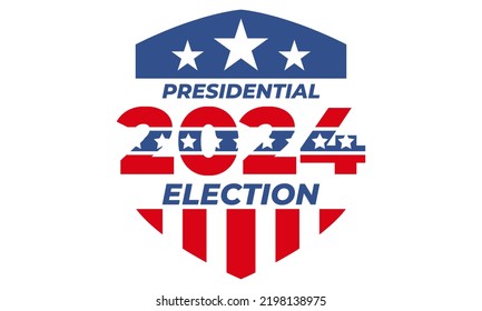 Banner de las elecciones presidenciales de los Estados Unidos de América 2024. Cartel electoral Vota 2024 con Estrellas Patrióticas. 5 de noviembre. EPS vectorial 10