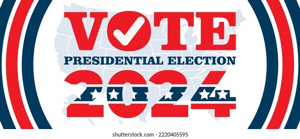 2024 United States of America Presidential Election banner. Election banner Vote 2024 with Patriotic Stars. November 5. Vector EPS 10